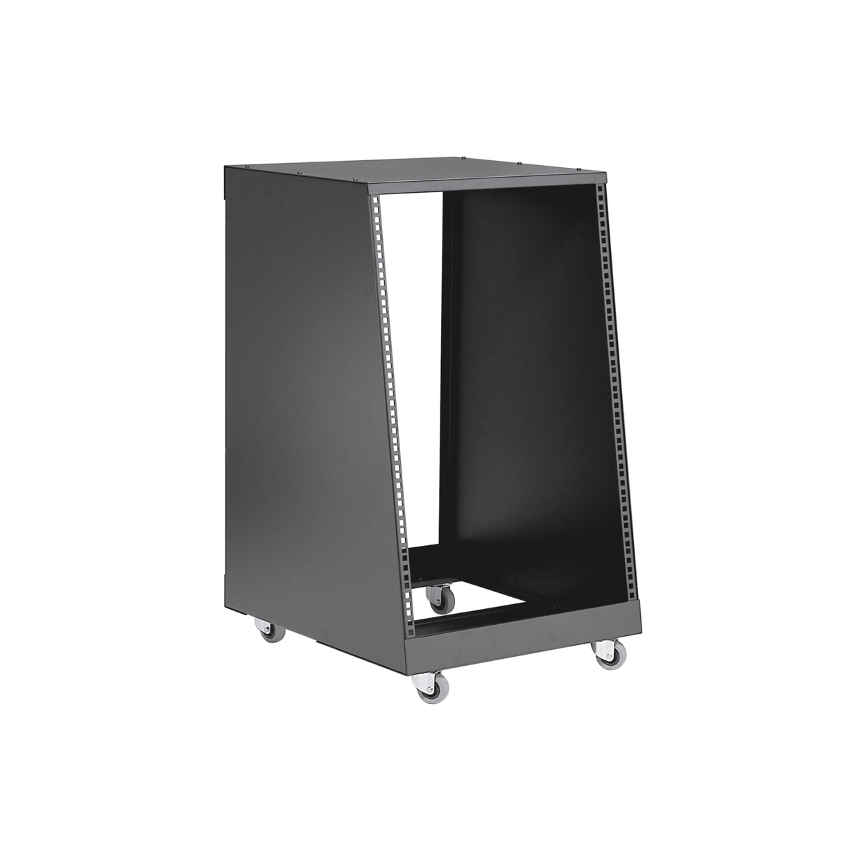 K&M 48260 steel rack; 16RU with sloping front & casters, black