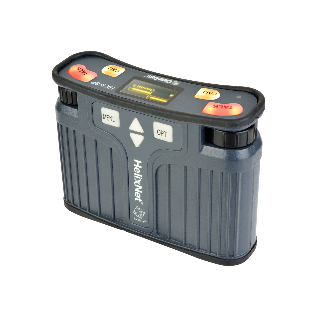 Clear-Com HelixNet 2-channel dual-listen monaural beltpack with Power and audio over a Power-over-Et