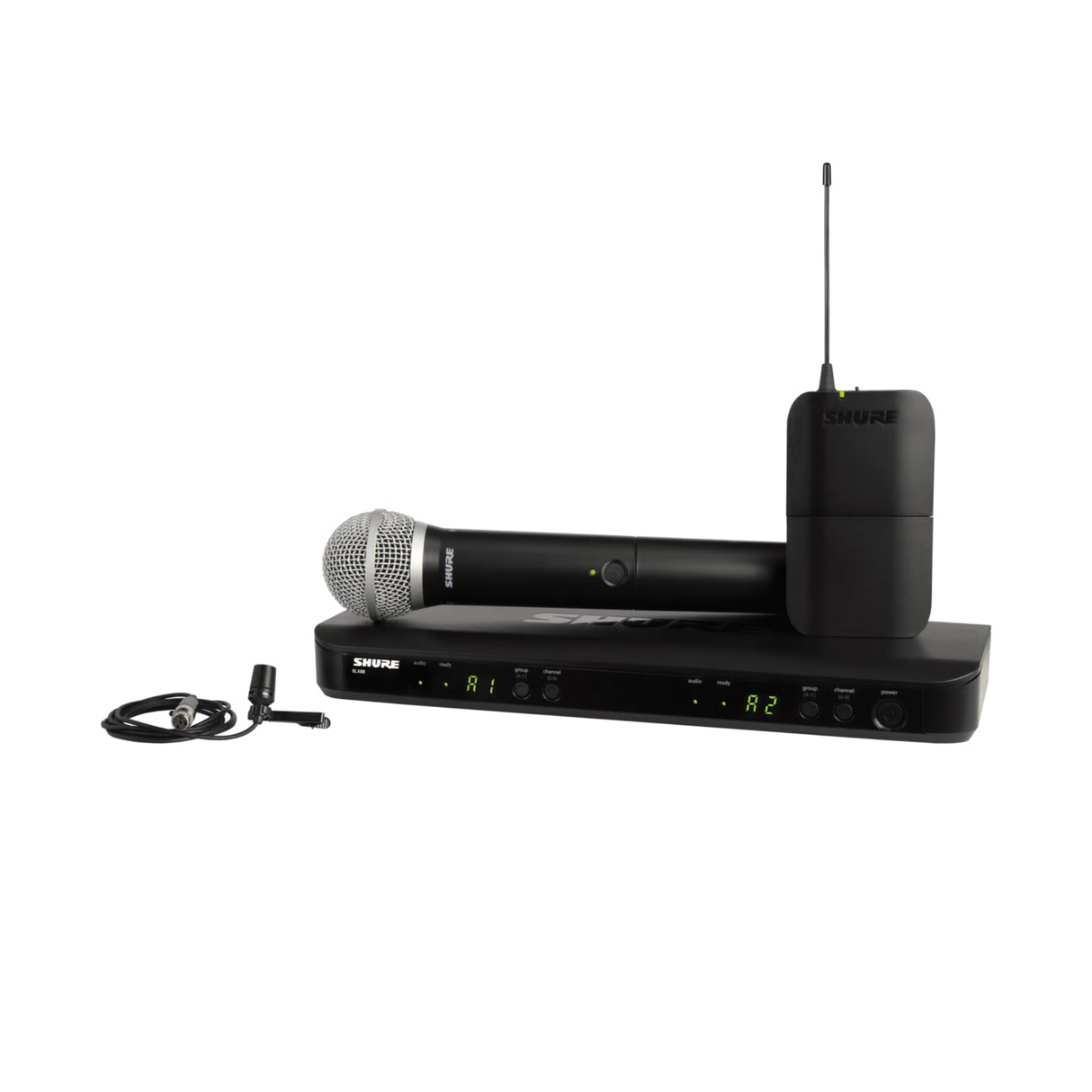 Shure BLX Dual Wireless System with BLX1 Bodypack, CVL Lavalier & PG58 Handheld