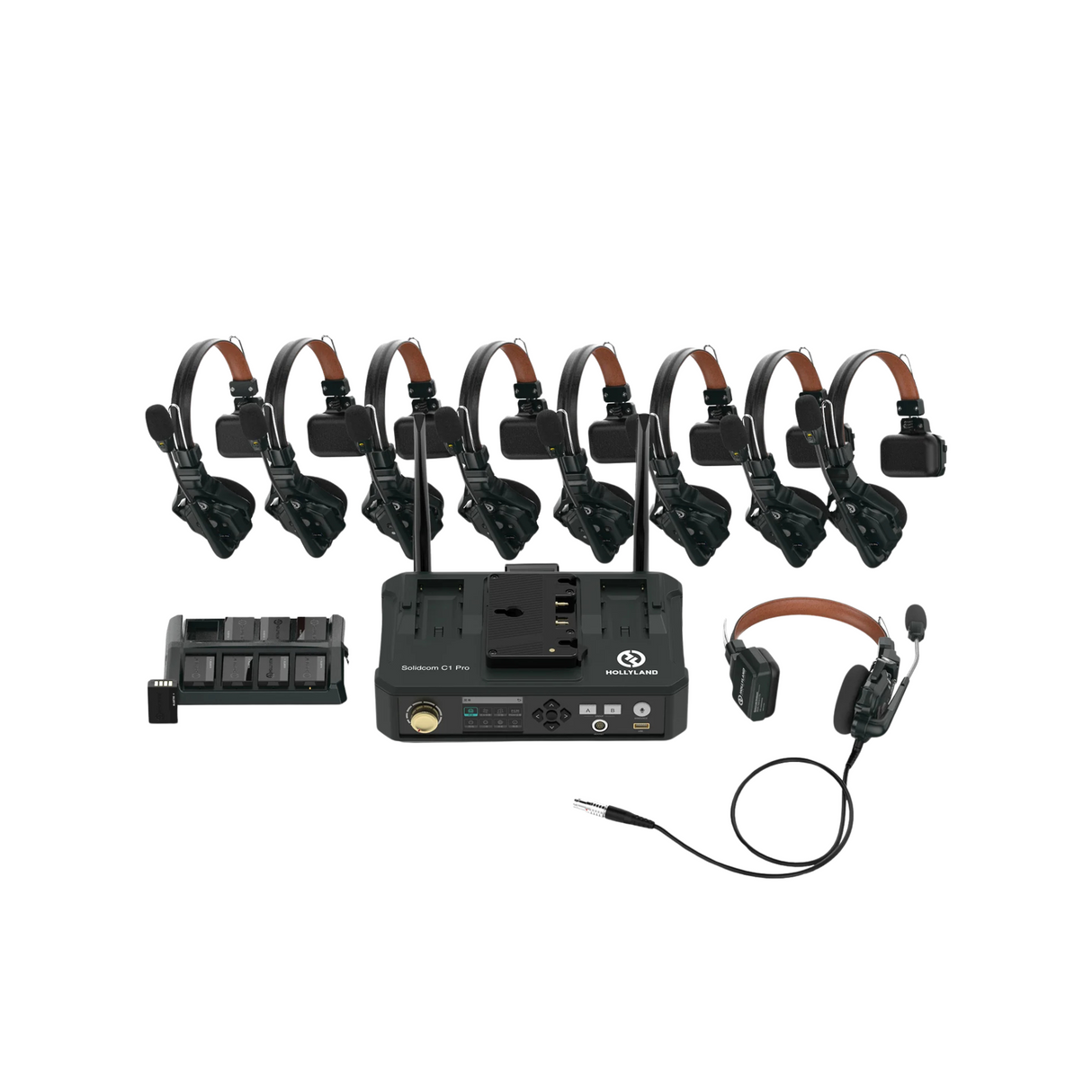 Hollyland Solidcom C1 Pro Wireless Intercom System with 8 ENC headsets with Hub Station