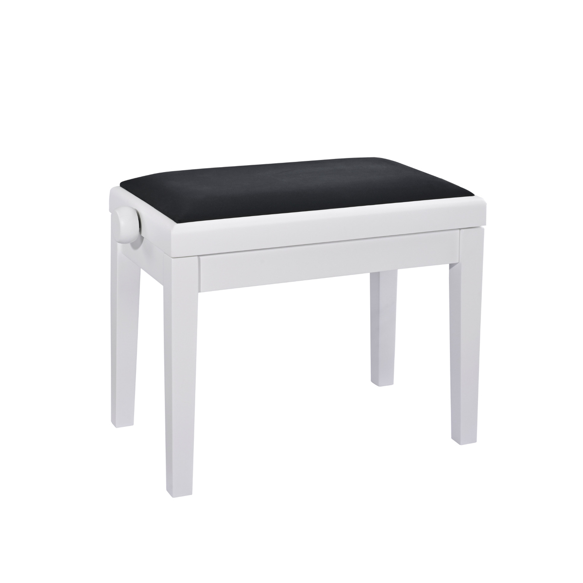 K&M 13925 Piano bench, bench white matt finish, seat black velour