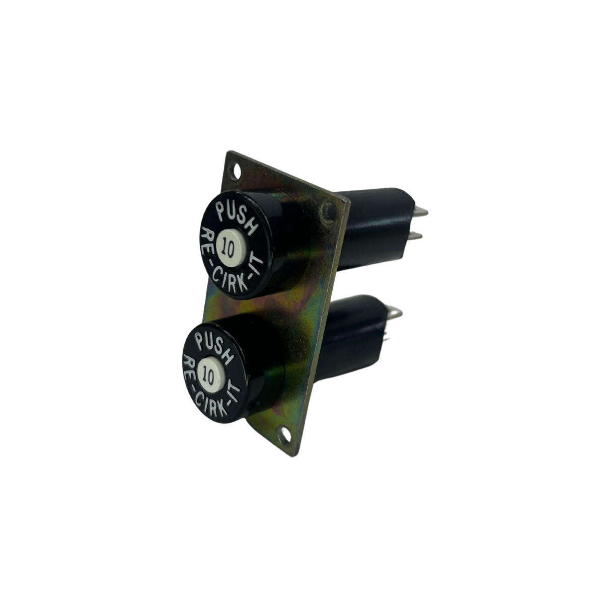 Meyer Sound dual circuit breaker on metal plate, 10A