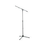 K&M 210/2 adjustable microphone stand with boom arm and t-bar, maximum height 1605mm, black