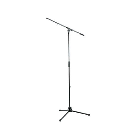 K&M 210/2 adjustable microphone stand with boom arm and t-bar, maximum height 1605mm, black