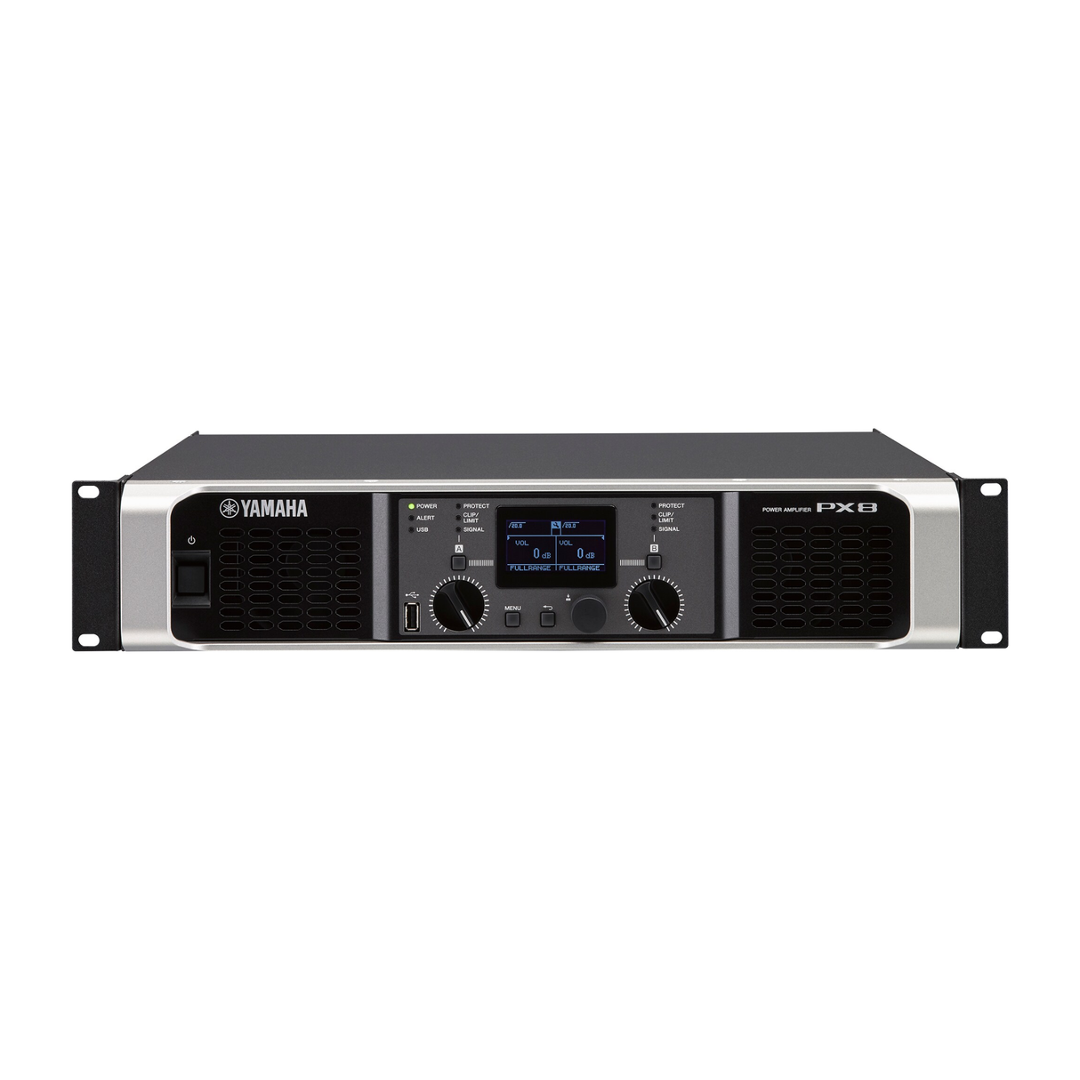Yamaha PX8 Amplifier 2 x 800 Watt / 8 Ohm - 2U, DSP processing: HPF/LPF, Delay, Speaker presets