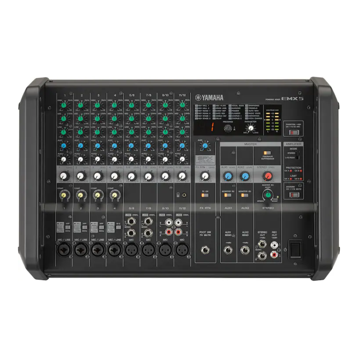 Yamaha EMX5 12 CH, 2x 630W, 3-Band EQ, SPX Eff-Proc., Feedback Supporessor