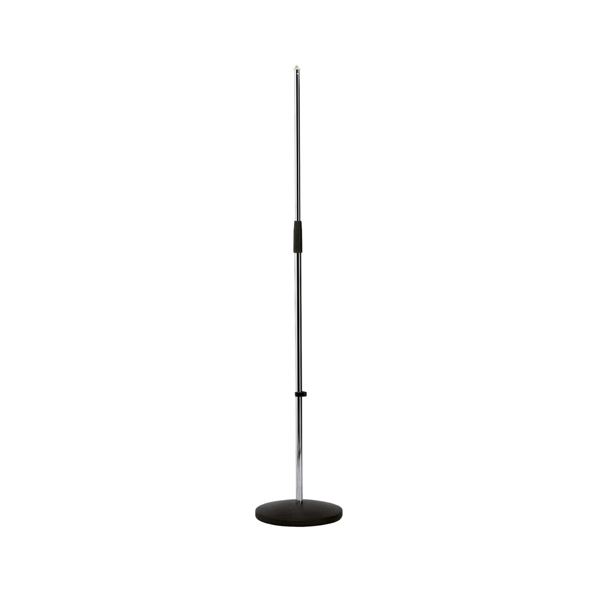 K&M 260/1 adjustable microphone stand with medium round base, maximum height 1575mm, chrome