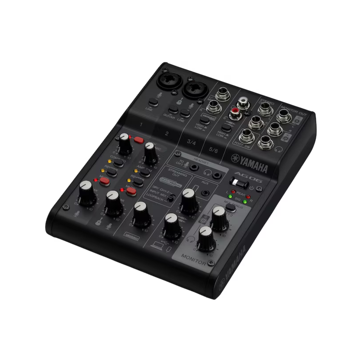 Yamaha AG06MK2 B 6-channel live streaming mixer with USB audio interface, black