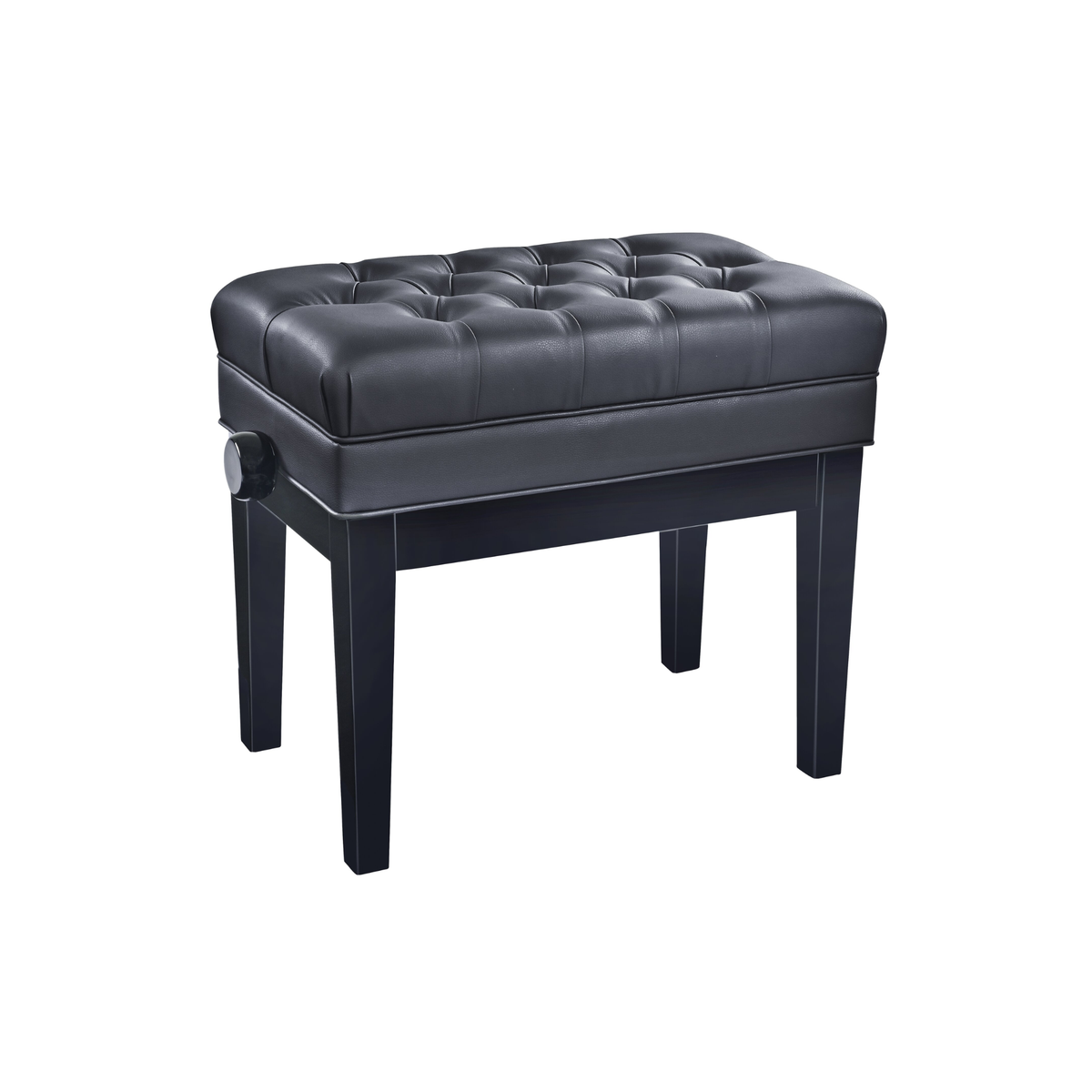 K&M 13986 Piano bench with sheet music storage »Deluxe«, bench black glossy finish, seat black imita