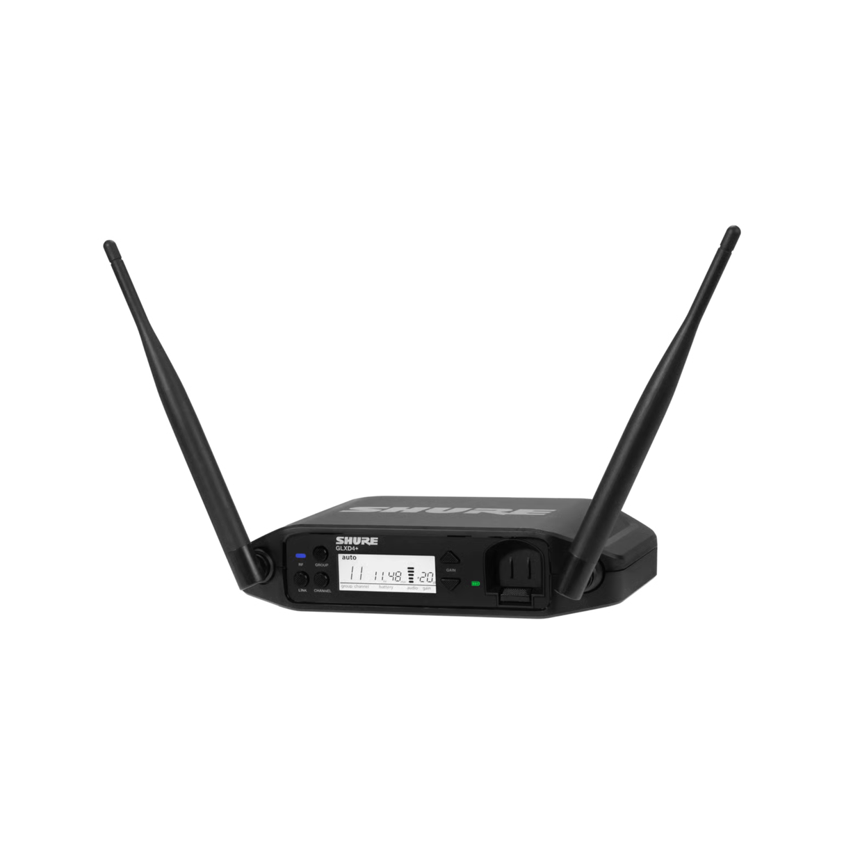 Shure GLXD4+ Dual Band Tabletop Receiver delivers exceptional digital audio clarity.