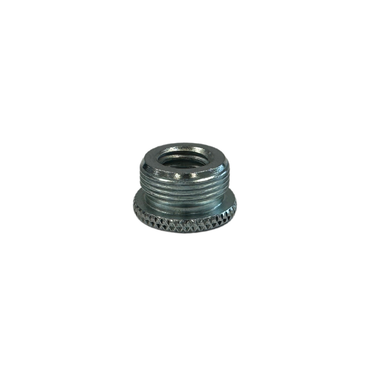 K&M 217 thread adaptor 3/8 inch internal thread, 5/8 external thread, zinc-plated