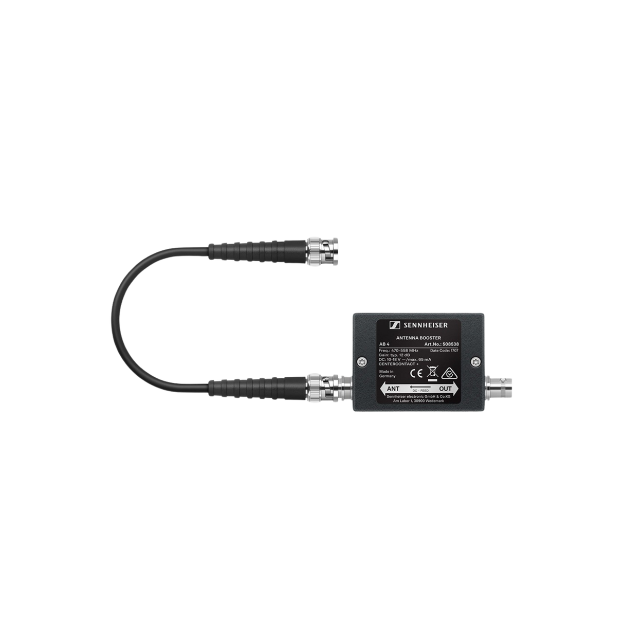 Sennheiser AB 4-DW Inline antenna booster, +10 dB gain, BNC connectors, frequency range: DW (790 –
