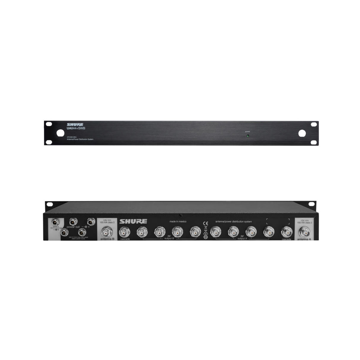 Shure wide band antenna splitter; 4-way with external power supply (1RU)