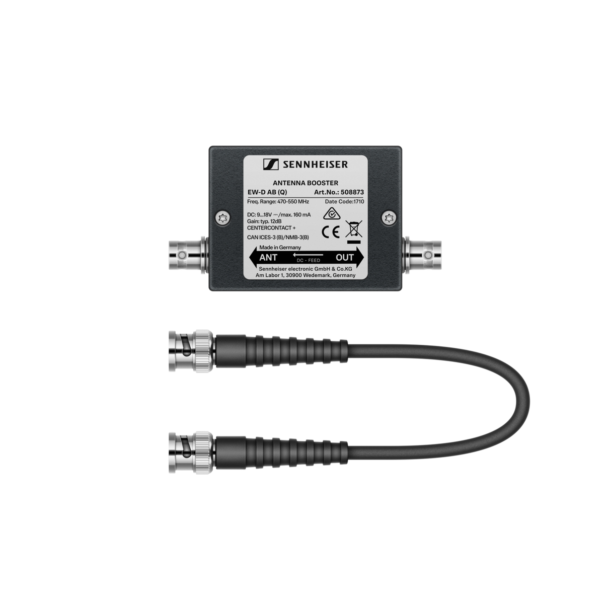 Sennheiser EW-D AB (Y) Inline antenna booster, +10 dB gain, BNC connectors, frequency range