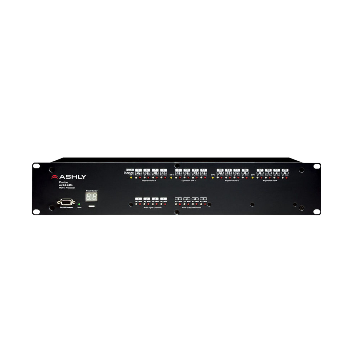 Ashly Protea network enabled matrix processor, 4x4 base unit, 24x24 maximum capacity (2RU)