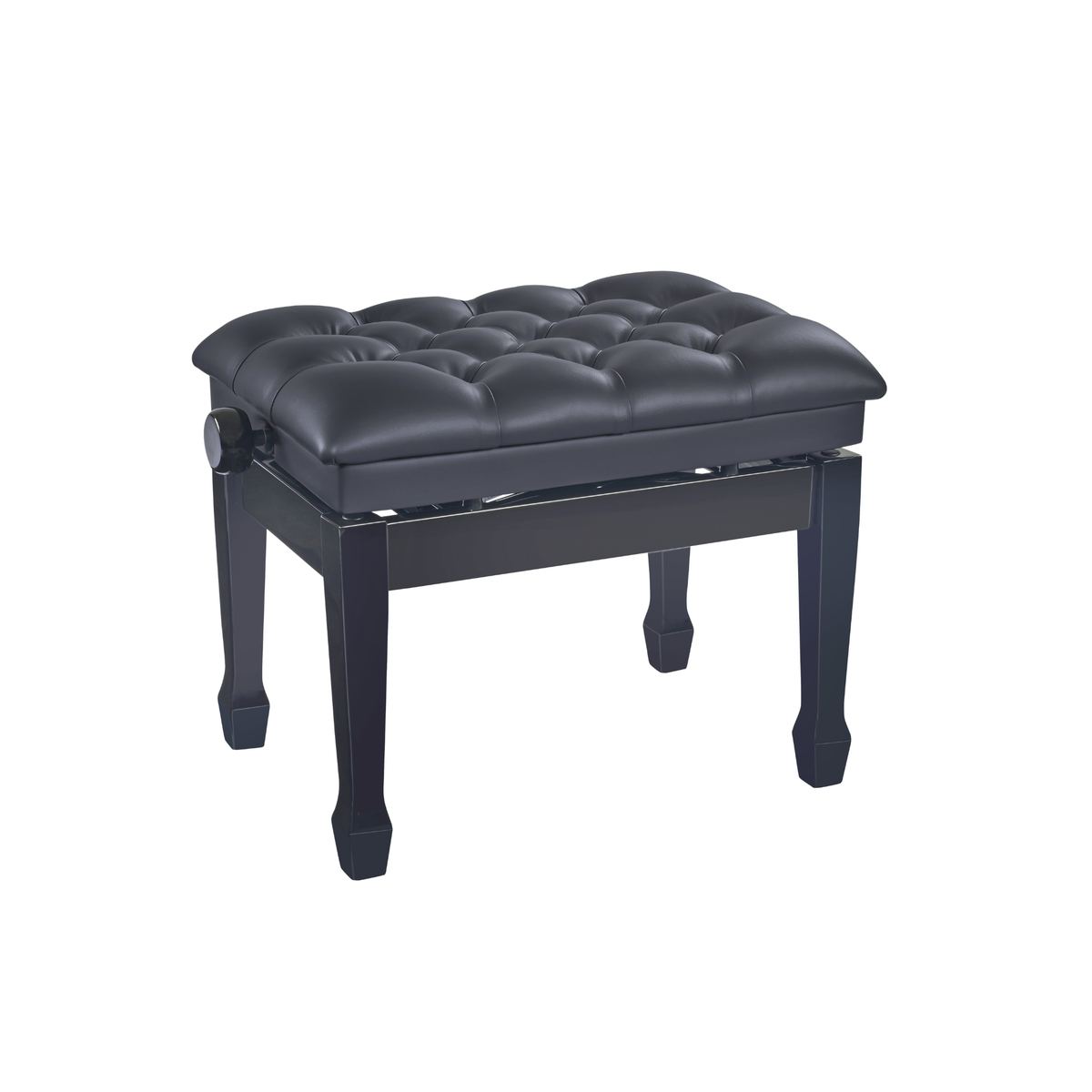 K&M 13965 Hydraulic piano bench, bench black glossy finish, seat black imitation leather