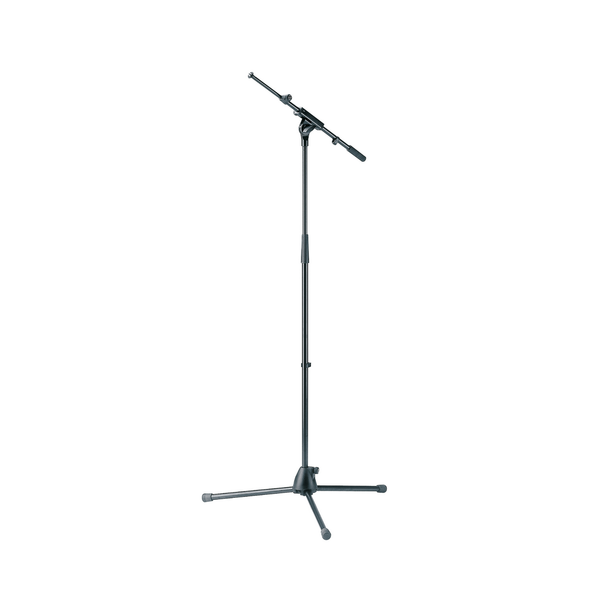 K&M 27195 microphone stand with plastic base and telescopic boom arm, black