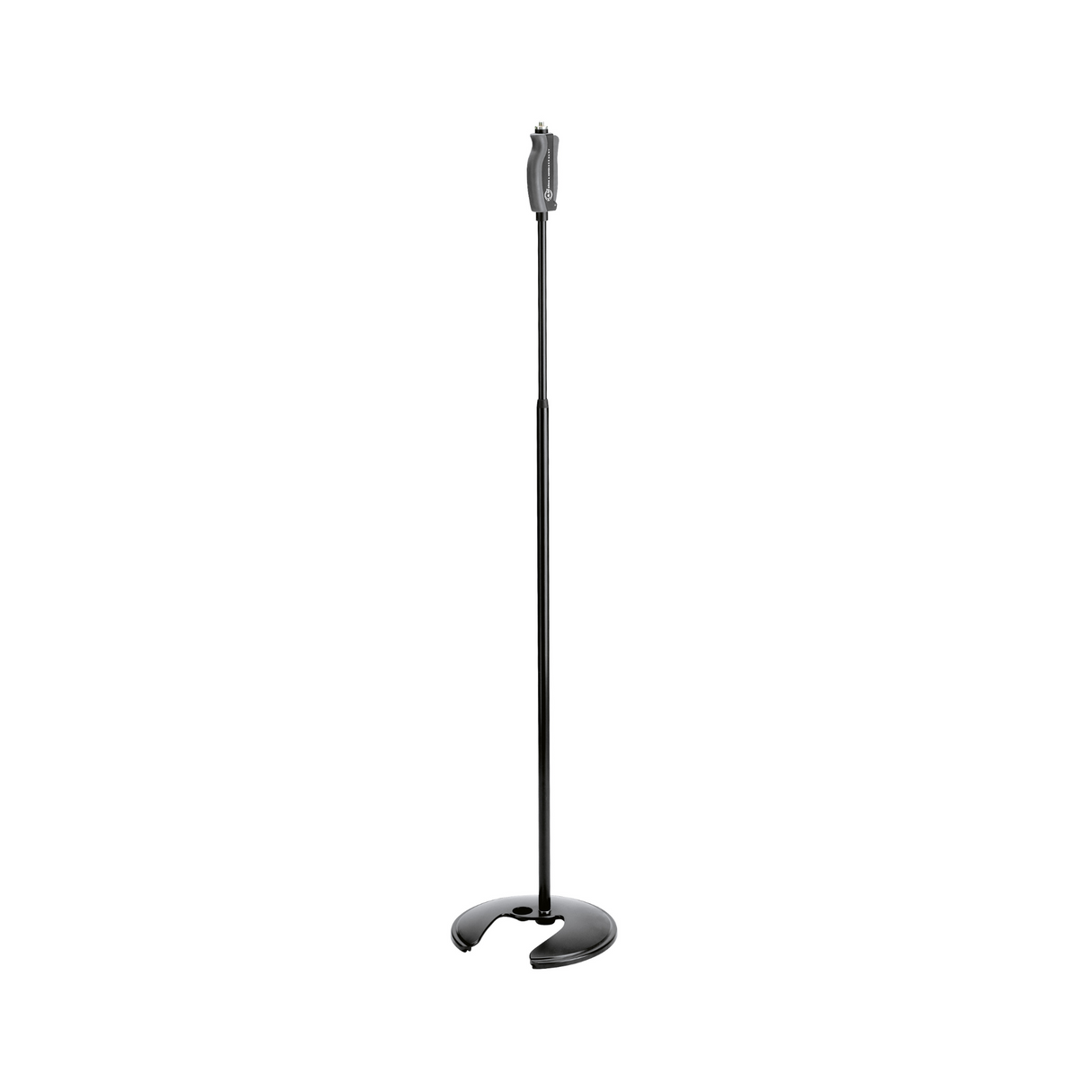 K&M 26075 stackable 'One-Hand' microphone stand with round base, black