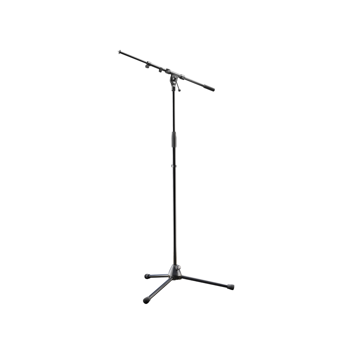 K&M 210/9 adjustable microphone stand with 2-piece boom arm and t-bar, maximum height 1605mm, black