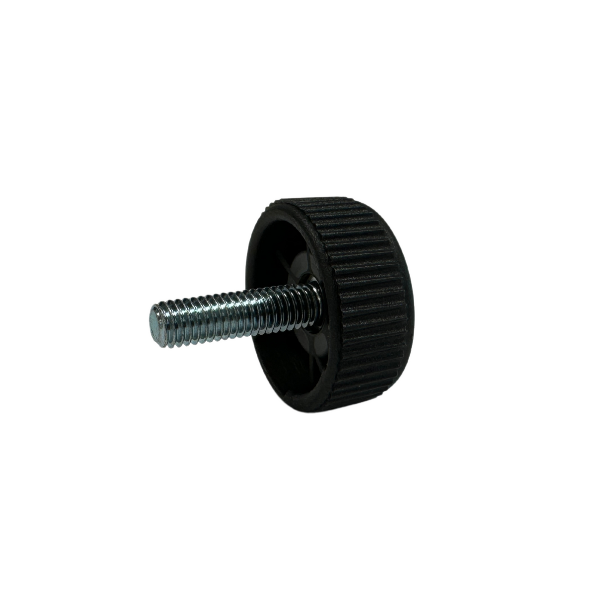 K&M knurled knob, M6 x 16mm, printed "K & M"