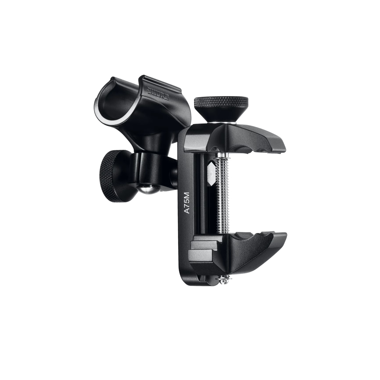 Shure A75M Universal Microphone Mount with large and small Microphone Clip adapters.