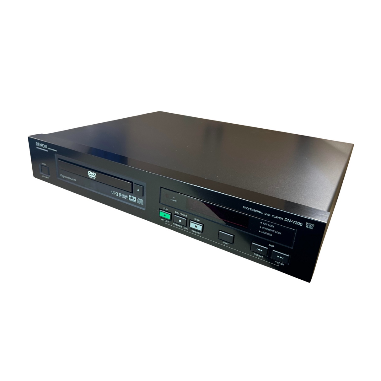 Denon professional DVD player; DVD-DVD-R/+R, VCD, power on playback, upgradeable start screen, RS-23