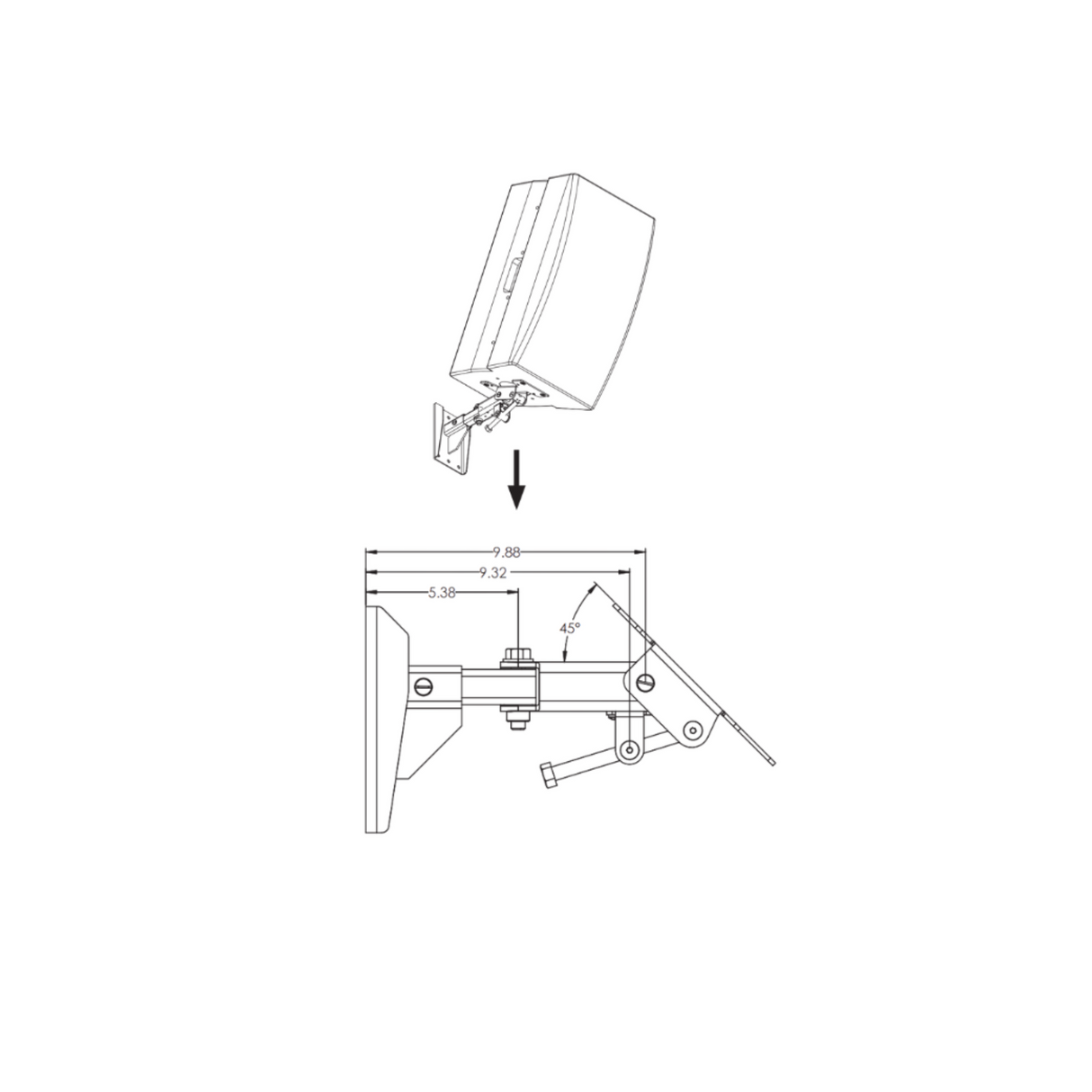 Adaptive Technologies multimount bracket, mounts from bottom, 45kg WLL, black