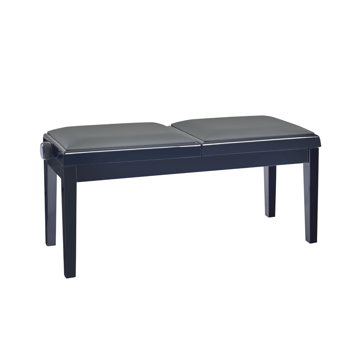 K&M 13949 Double-seat piano bench, bench black glossy finish, seat black imitation leather