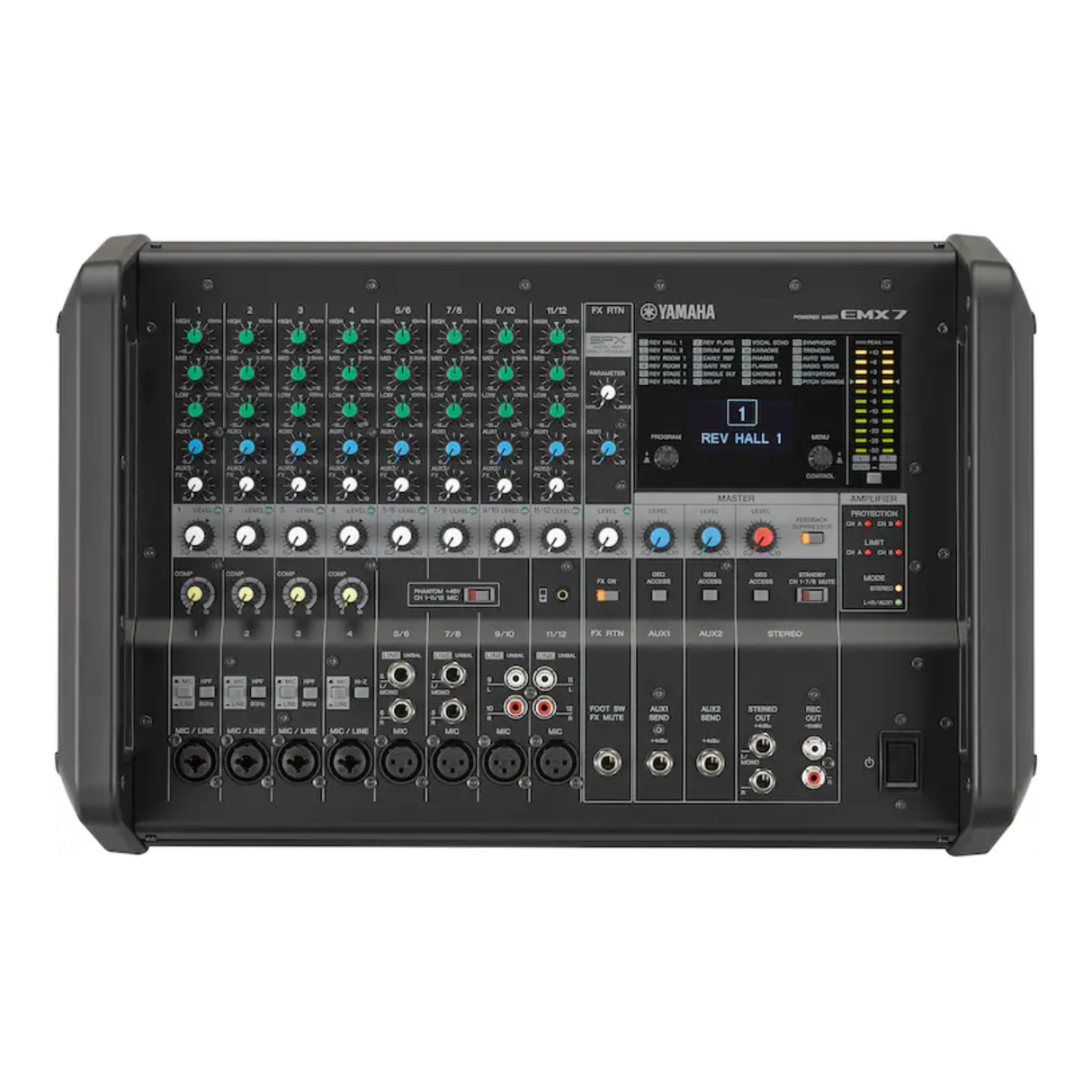 Yamaha EMX7 12 CH, 2x 710W, 3-Band EQ, SPX Eff-Proc., Feedback Supporessor, Flex 9 Graphic Equalizer