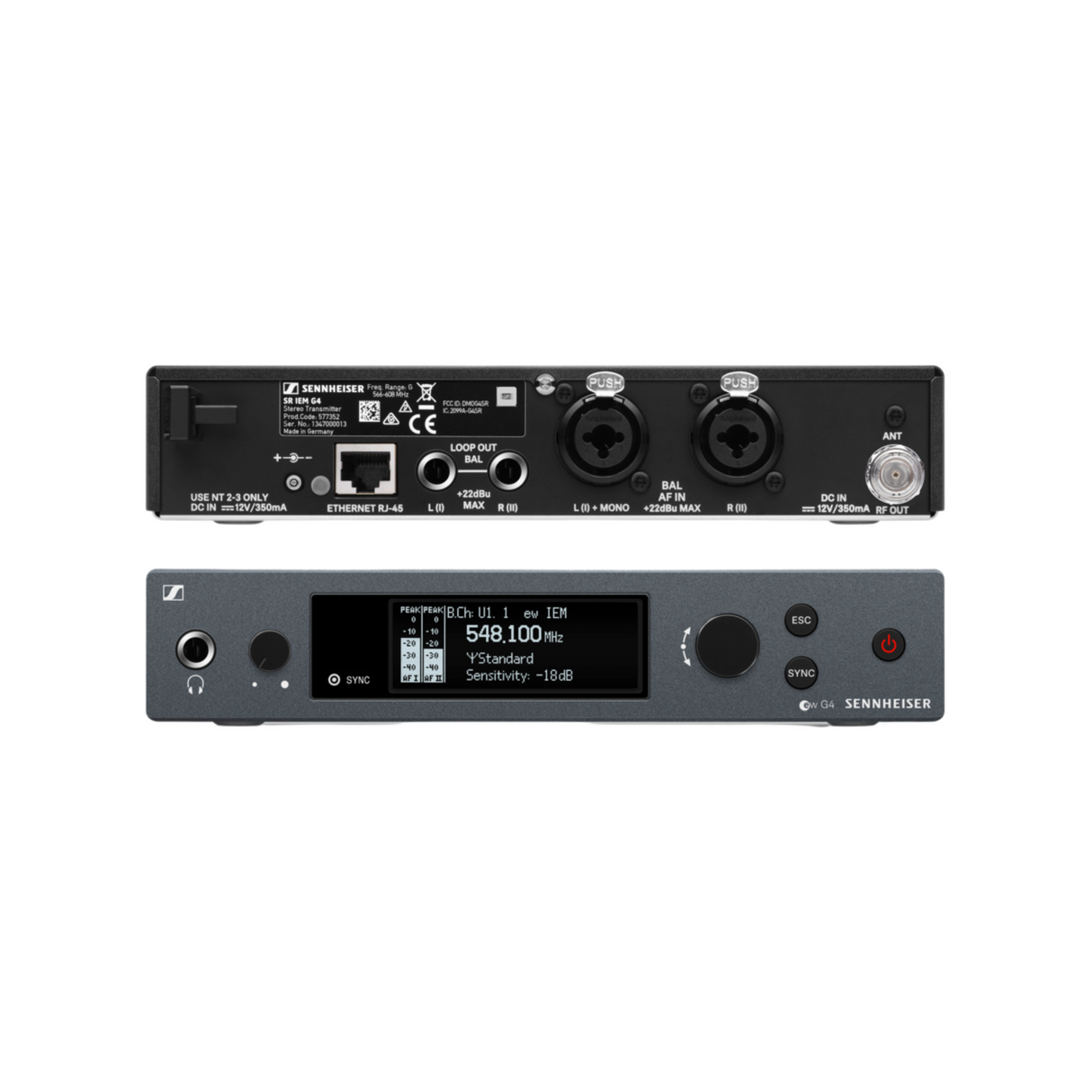 Sennheiser SR IEM G4-GB Stereo monitoring transmitter. Includes (1) GA3 rackmount kit, frequency ran