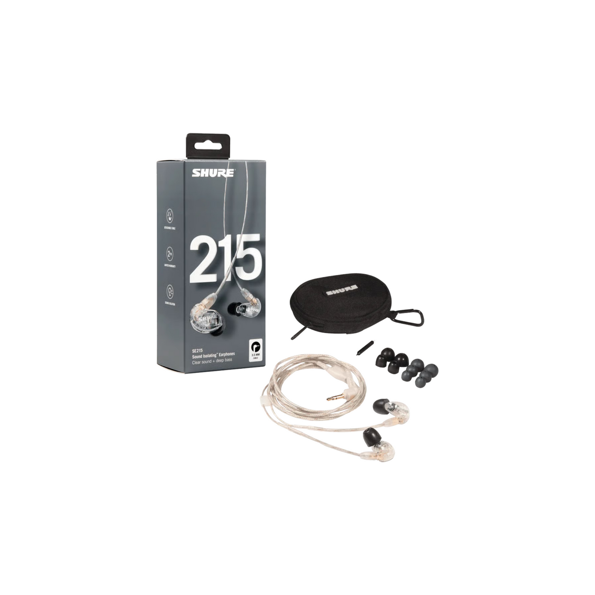 Shure single driver earphone with detachable cable, clear