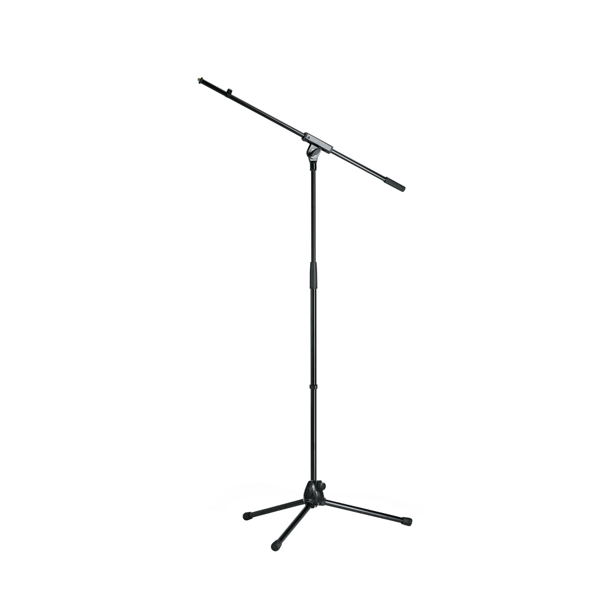 K&M 21070 microphone stand with metal base and boom arm, black