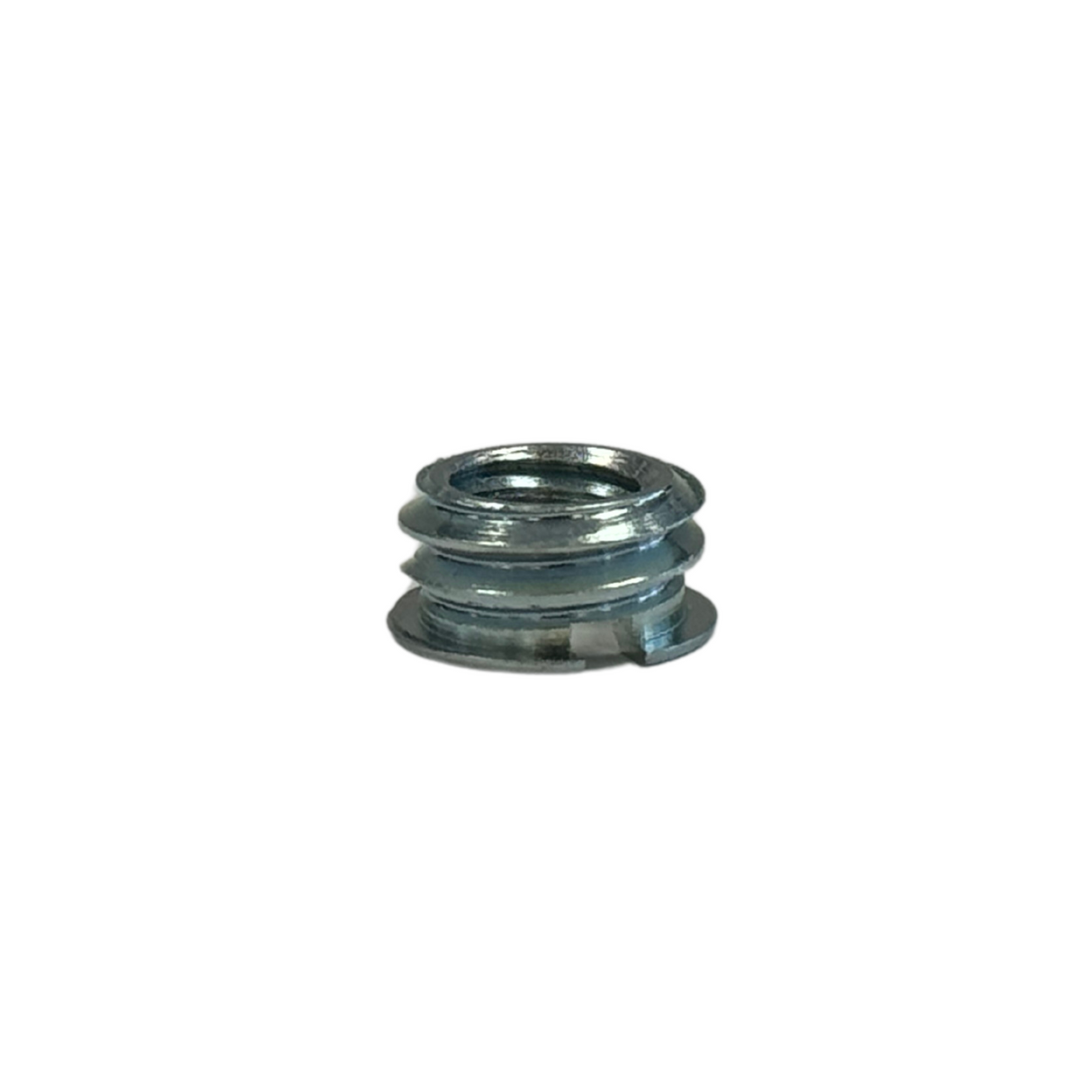 K&M thread adaptor 1/4 inch internal thread, 3/8 external thread, nickel