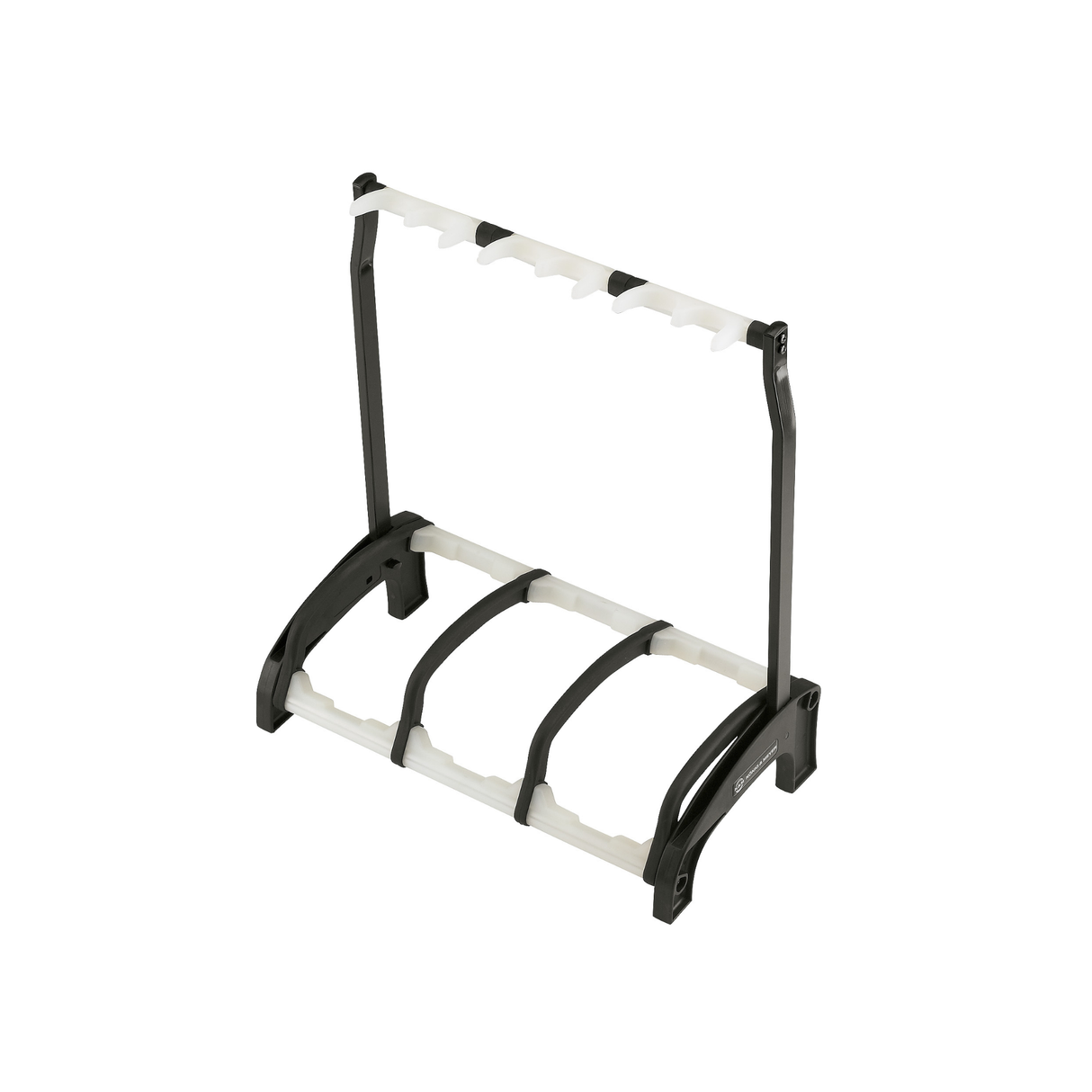 K&M 17513 three guitar stand "Guardian ", black with translucent support elements