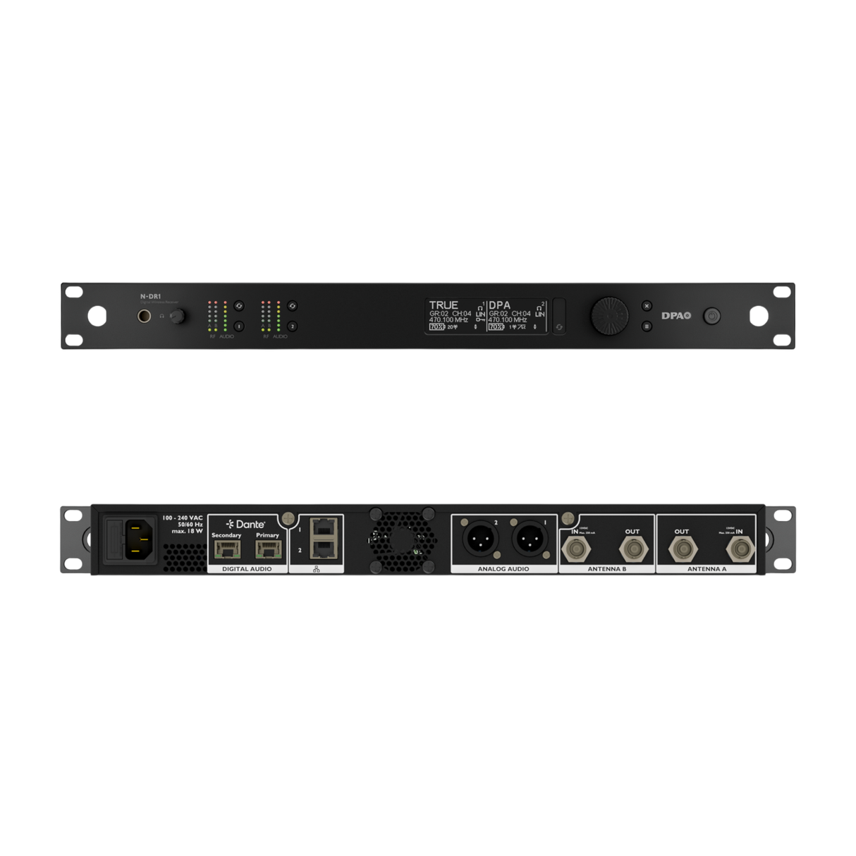 DPA N-Series Dual Channel Digital Wireless Receiver w. DANTE and Analog Output, 870 MHz