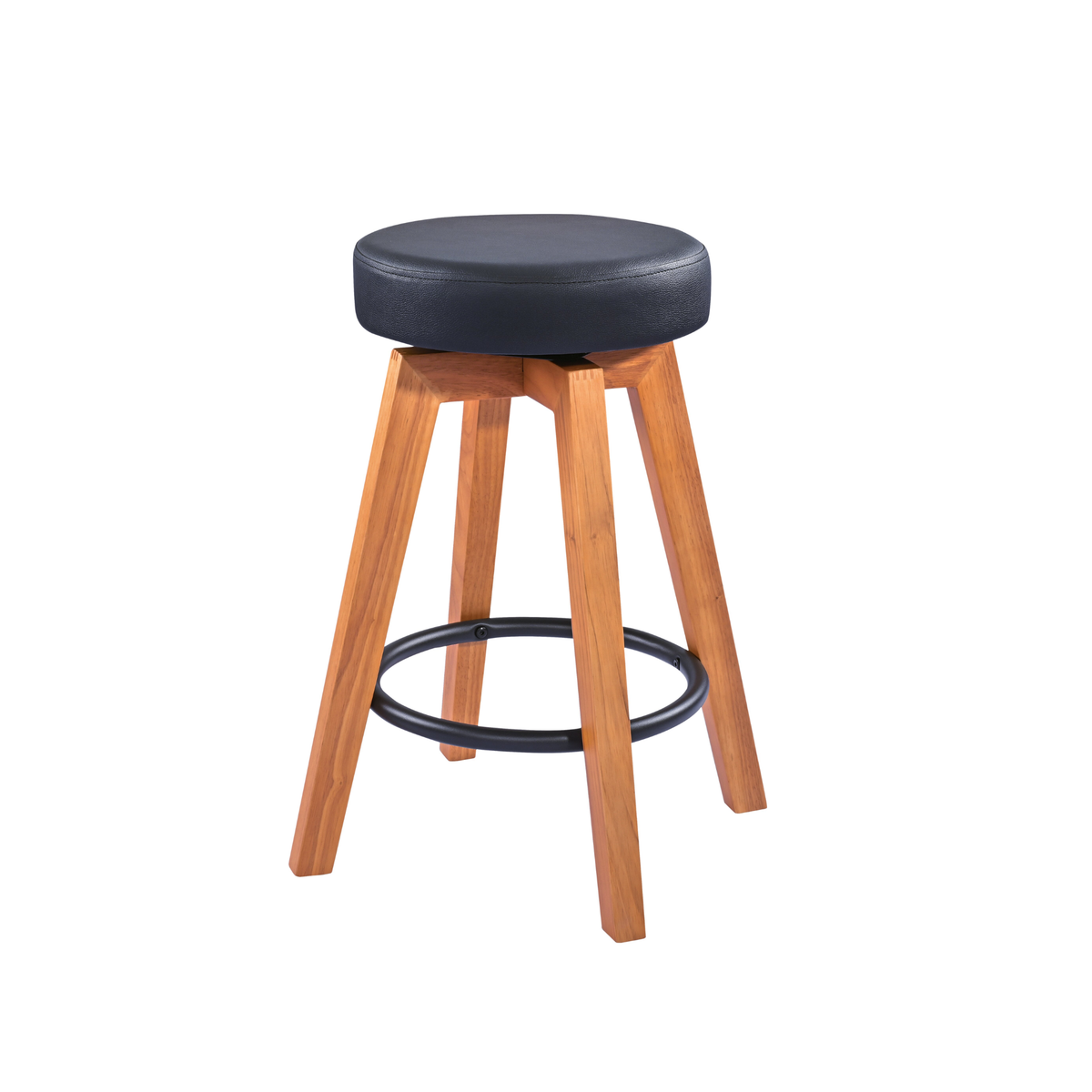 K&M 13860 Guitar stool, Base natural matt finish, seat black imitation leather