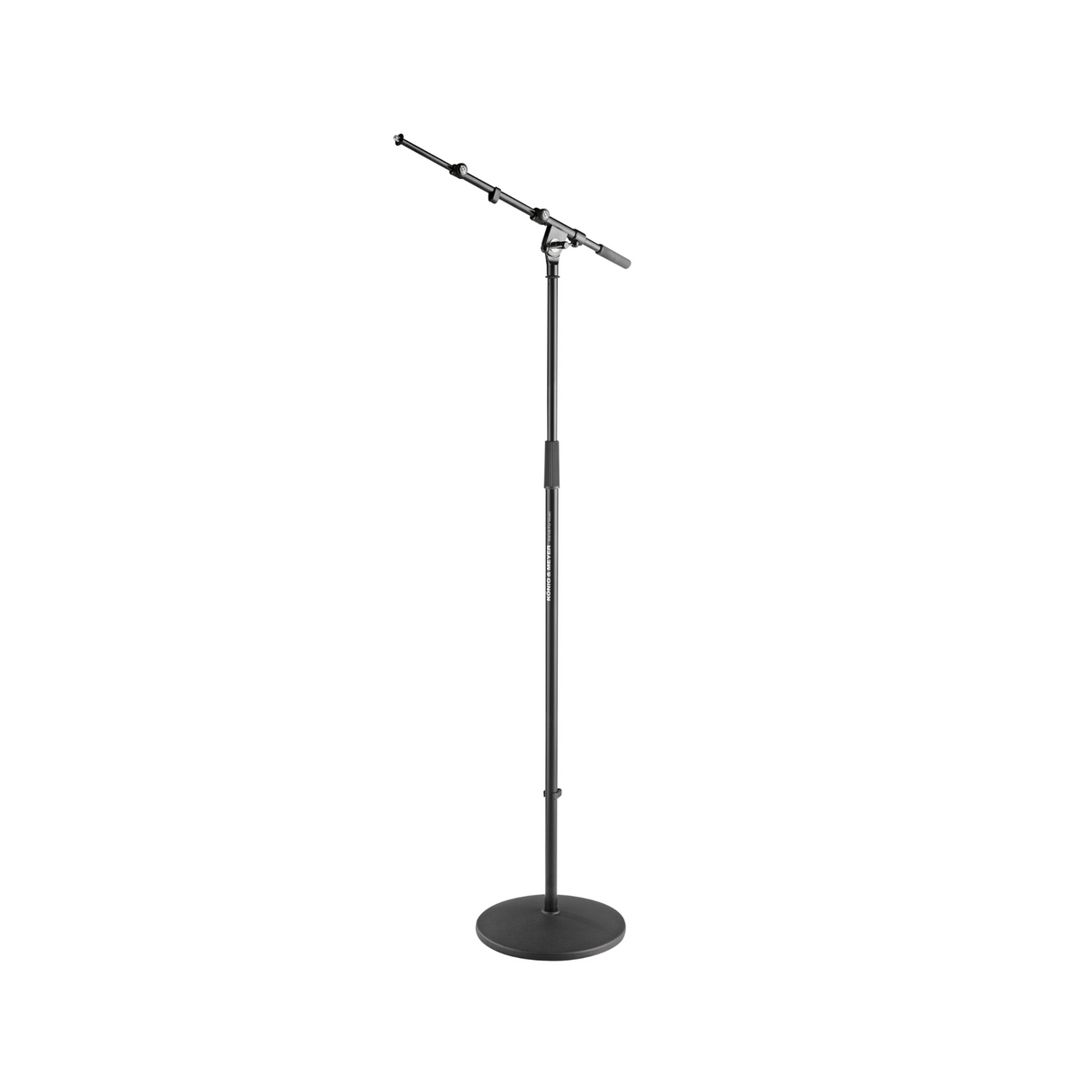 K&M 26145 round base microphone stand with boom, black