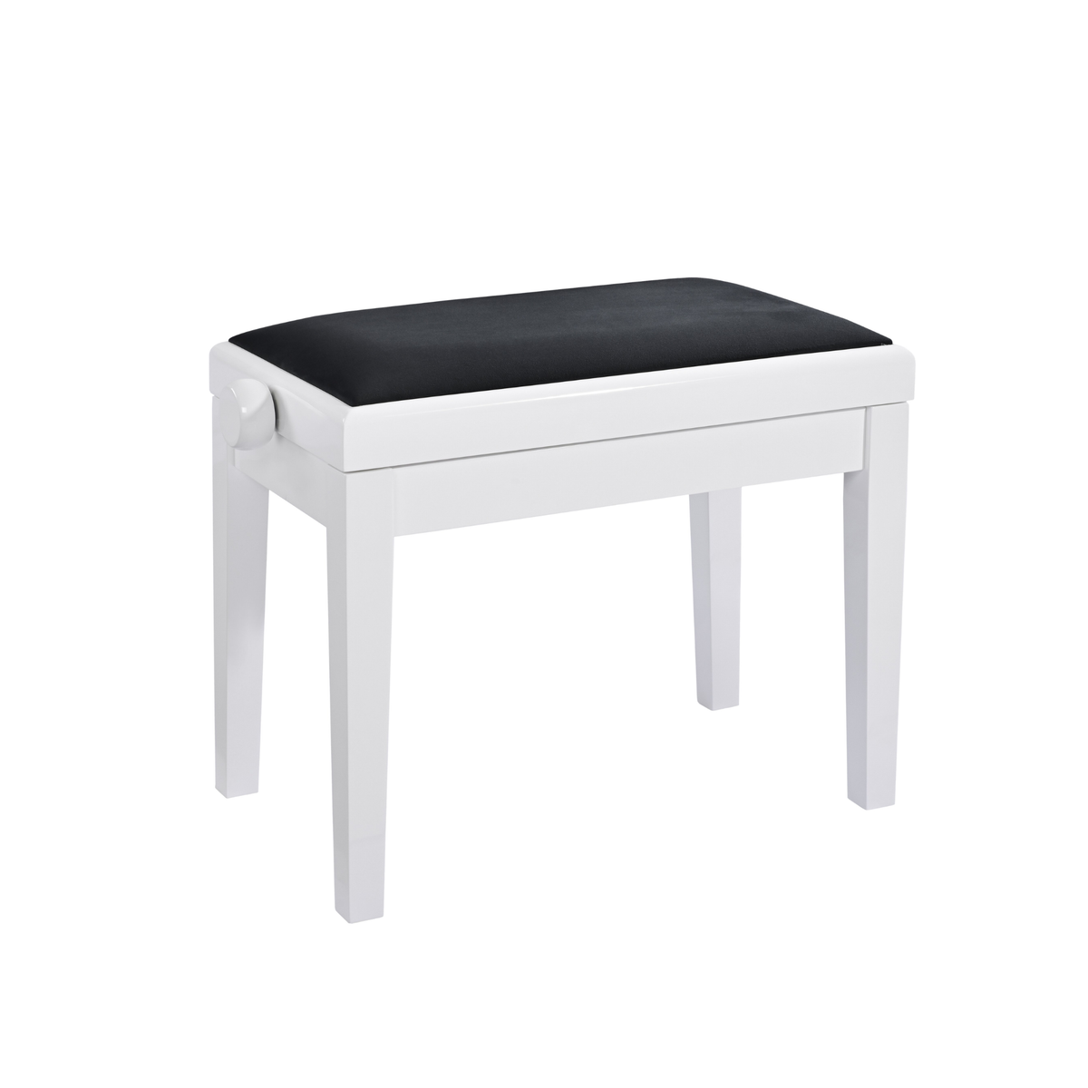 K&M 13927 Piano bench, bench white glossy finish, seat black velour