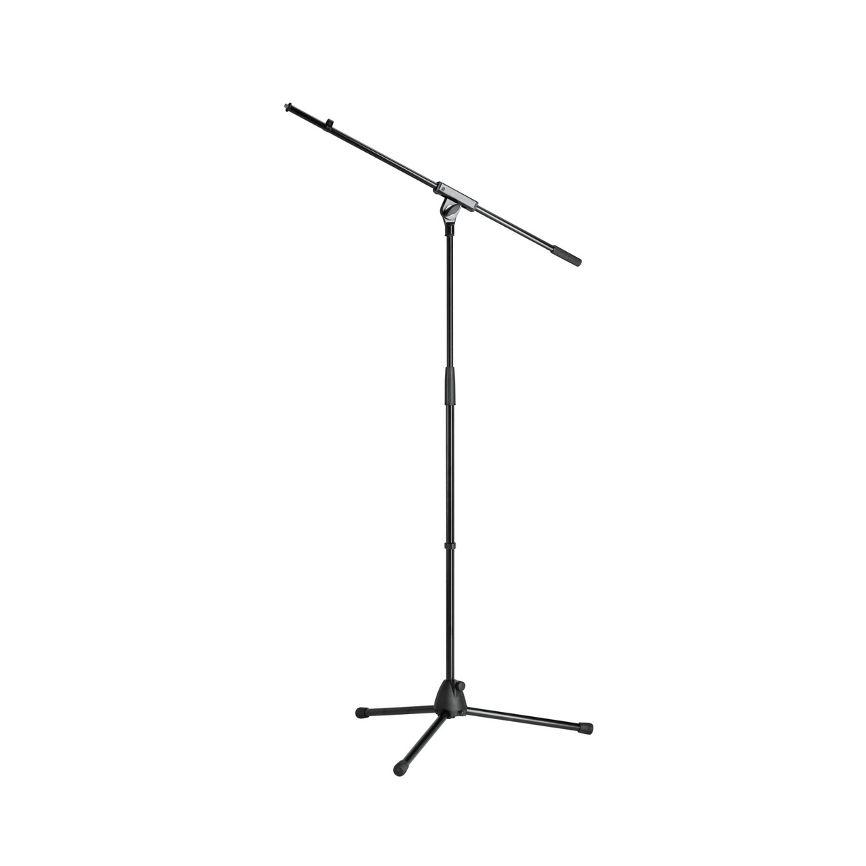 K&M 27105 microphone stand with plastic base and single piece boom arm, black