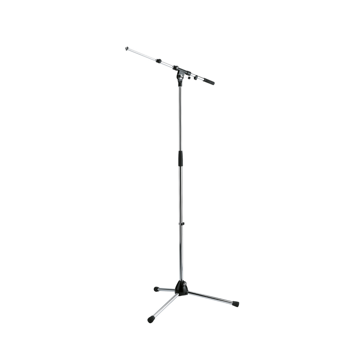 K&M 210/9 adjustable microphone stand with 2-piece boom arm and t-bar, maximum height 1605mm, chrome