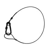 Amber Sound safety steel; 2mm black wire rope, 3in soft eye one end, 6x60 screwgate carbine at other, length 1.5m (43kg SWL when in tension)