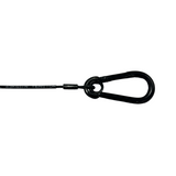 Amber Sound safety steel; 2mm black wire rope, 3in soft eye one end, 6x60 screwgate carbine at other, length 1.5m (43kg SWL when in tension)