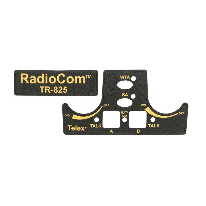 RTS Radiocom label set; top/front TR-825