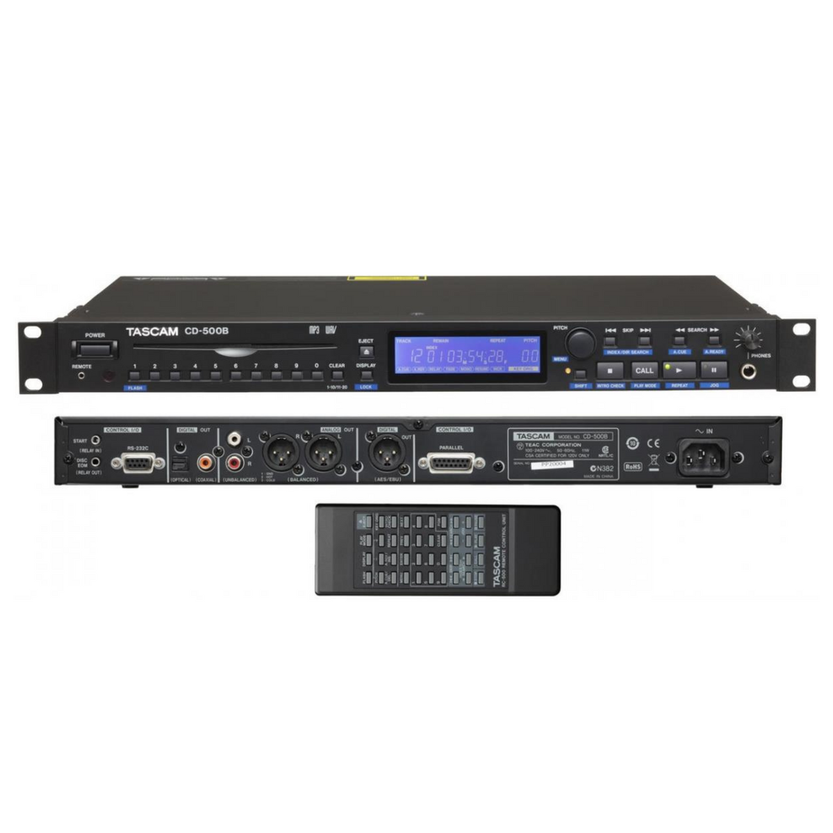Tascam professional CD player with balanced outputs (1U)