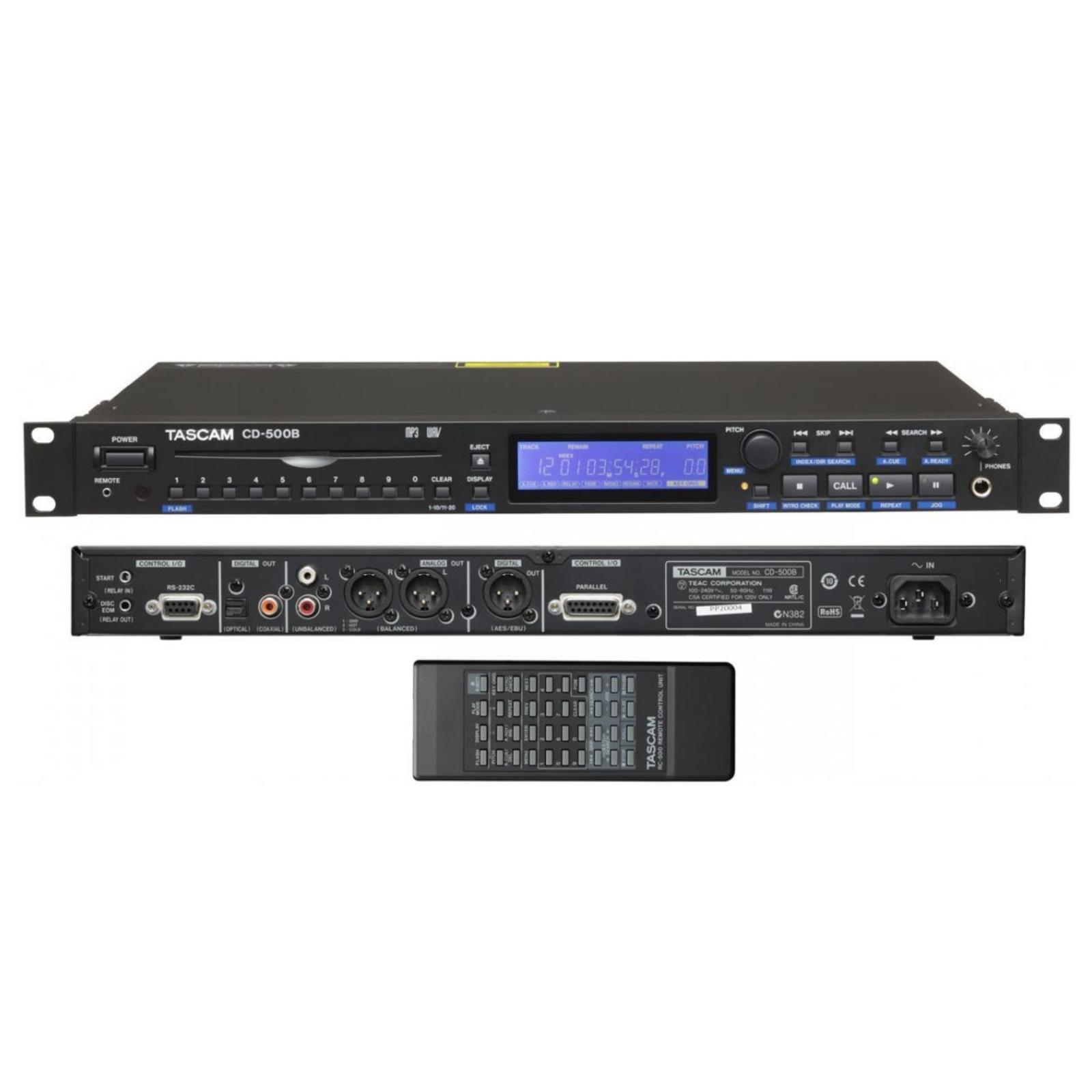 Tascam professional CD player with balanced outputs (1U) – Amber